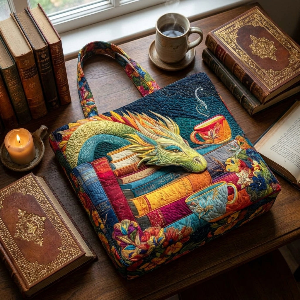 Eleanor | Artisan Bag - Dragon Reader with Books and Mugs Tote