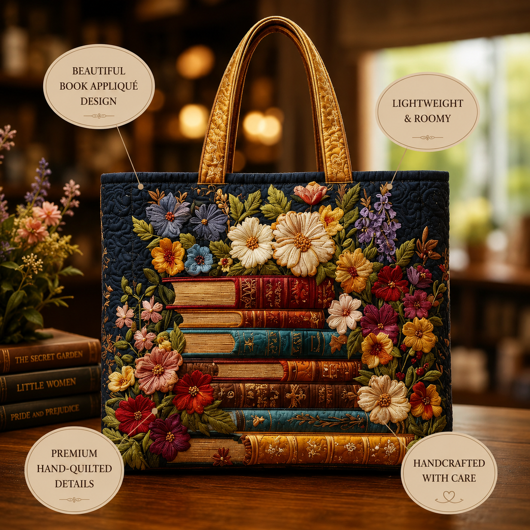Henrietta | Artisanal Tote - Floral Print and Books