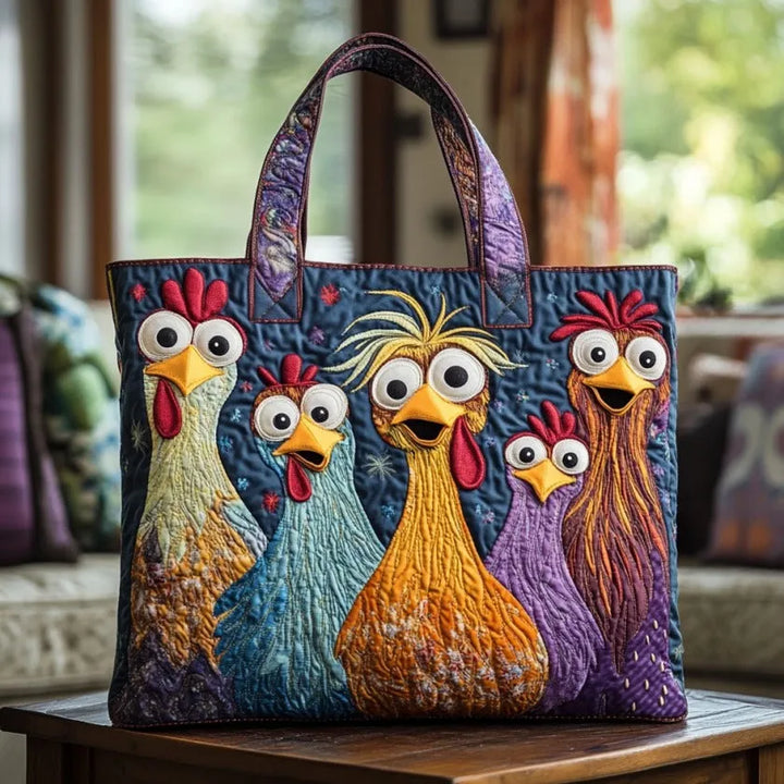 Louise | Artisan Bag - Five Colourful Chickens Tote