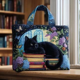 Florence | Artisanal Bag - Black Cat on Books Tote