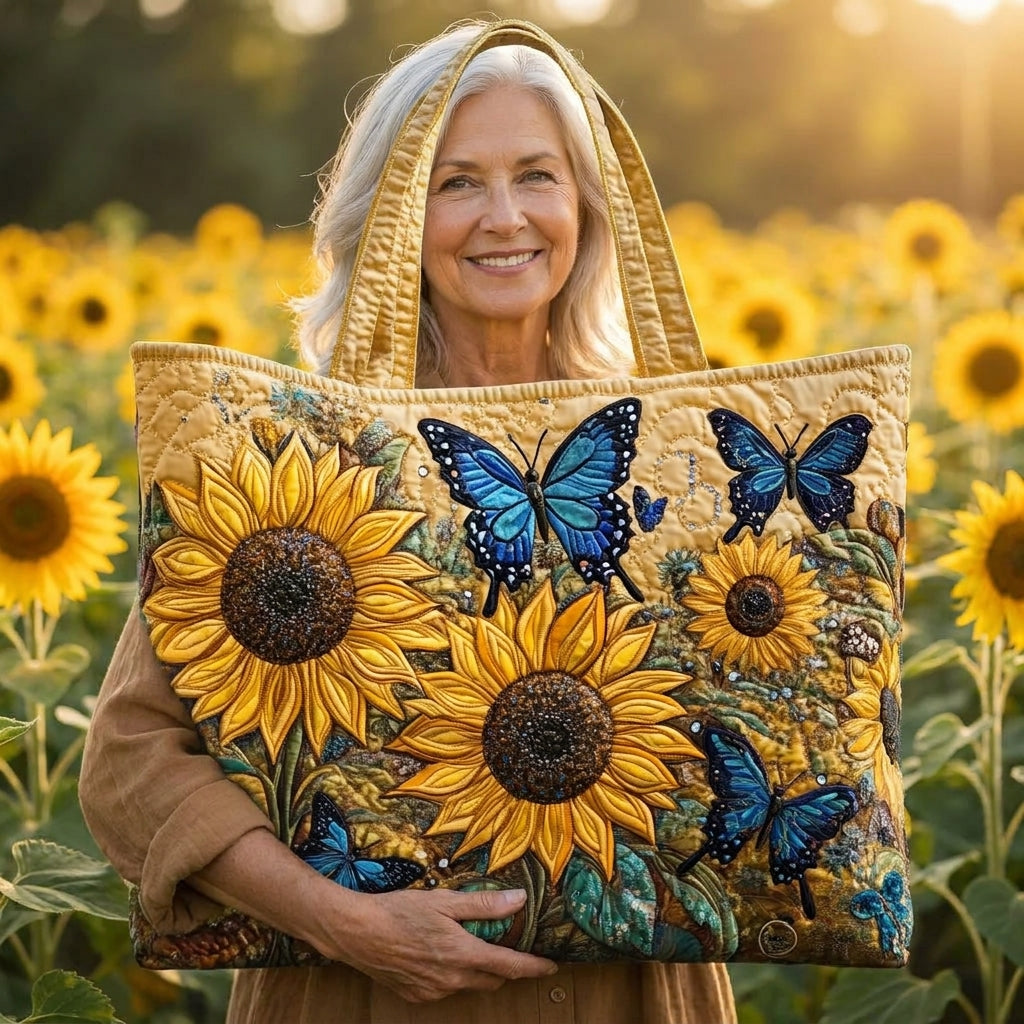 Harriet | Artisan Bag - Sunflowers and Blue Butterflies Tote