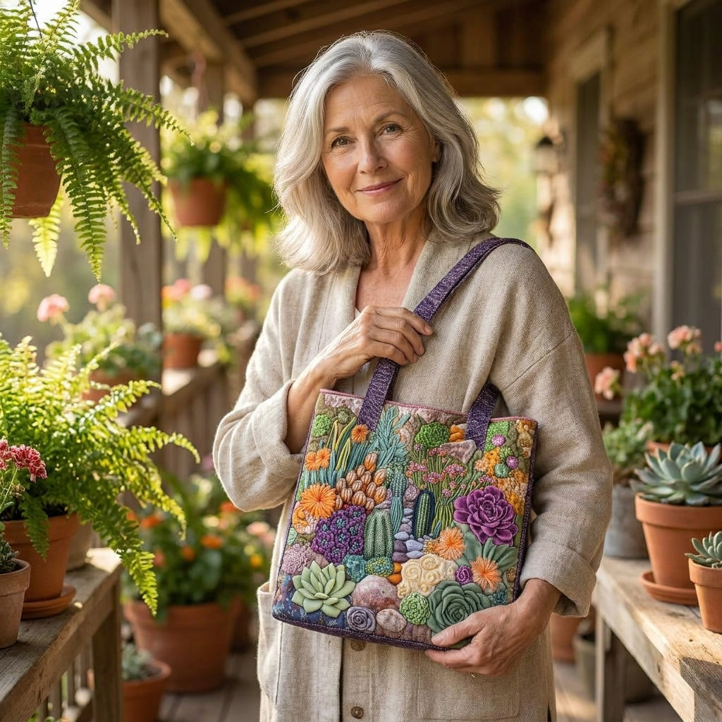 Sylvia | Artisanal Tote Bag - Succulent Garden