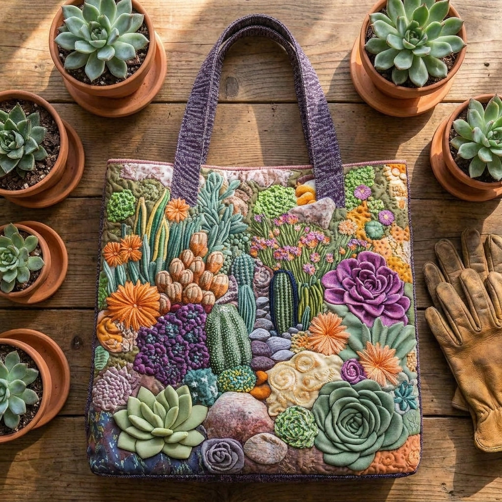 Sylvia | Artisanal Tote Bag - Succulent Garden