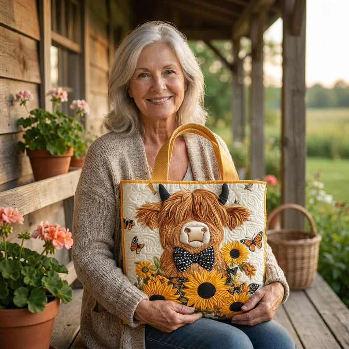 Theodora | Highland Cow with Sunflowers Tote