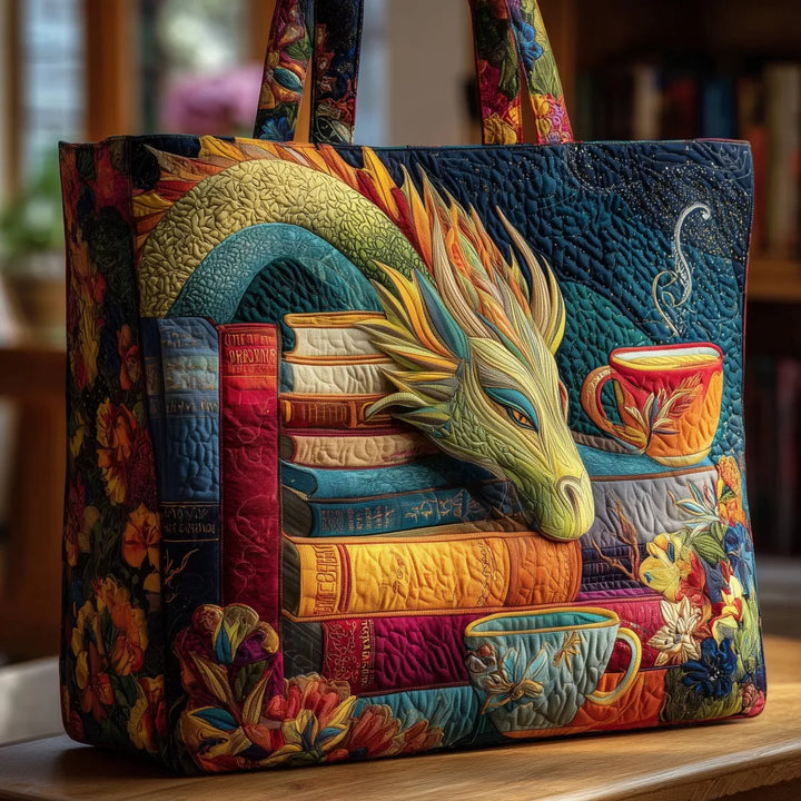 Eleanor | Artisan Bag - Dragon Reader with Books and Mugs Tote