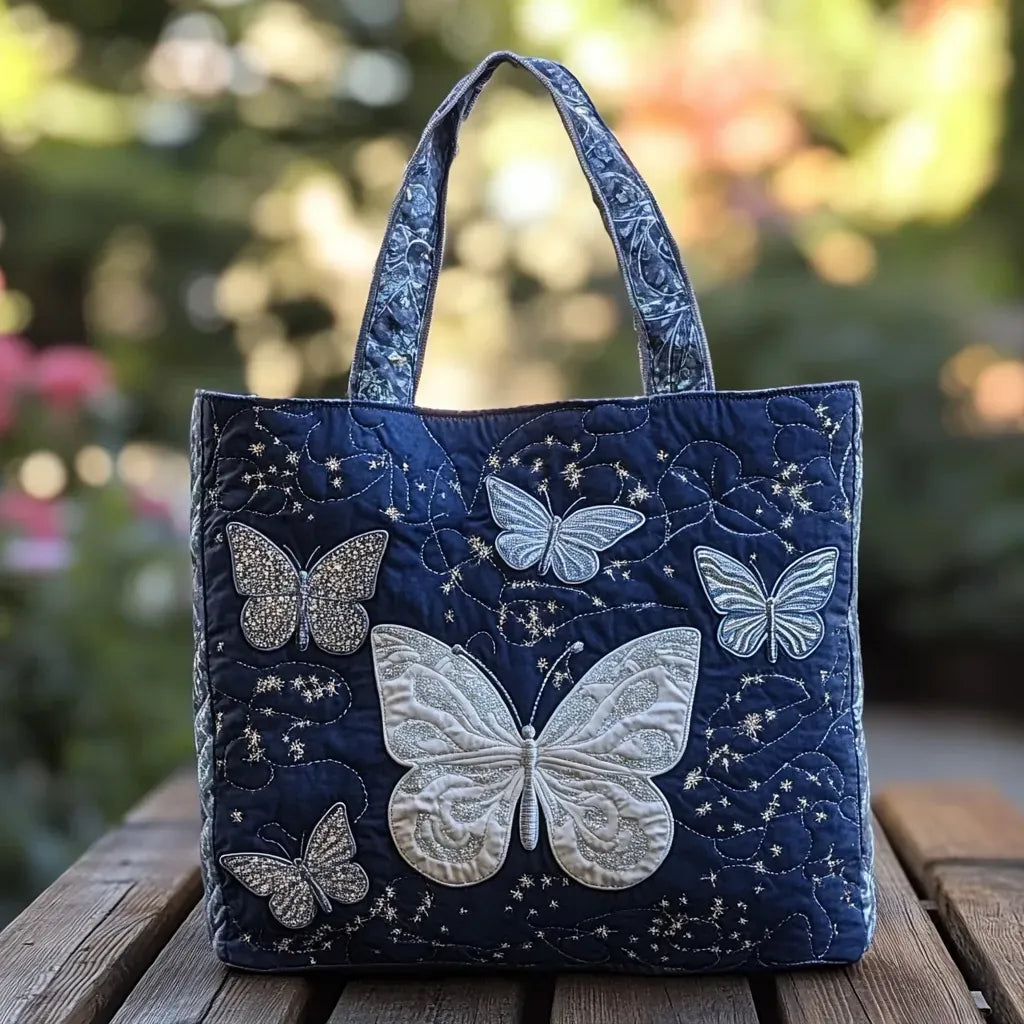Seraphina | Artisanal Bag - Silver Butterfly Tote