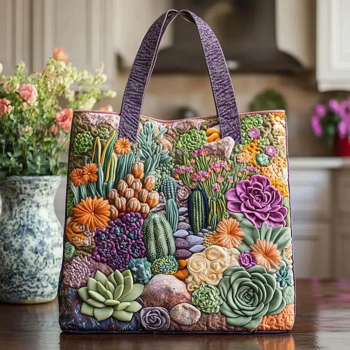Sylvia | Artisanal Tote Bag - Succulent Garden