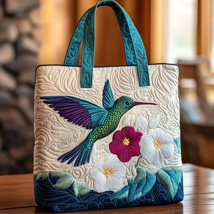 Delphine | Hummingbird and White Flower Tote