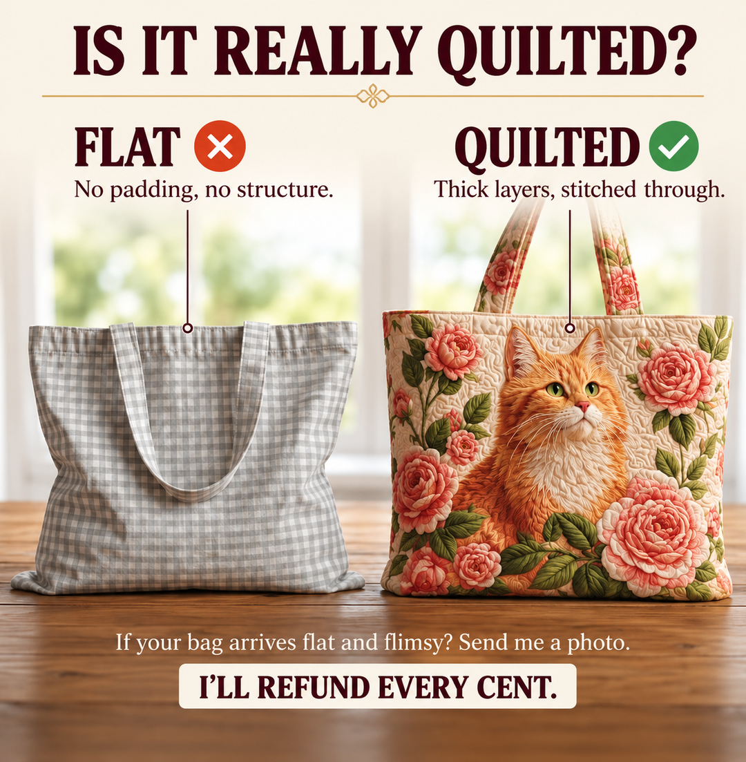 Rosalind | Artisan Bag - Orange Cat with Roses Tote