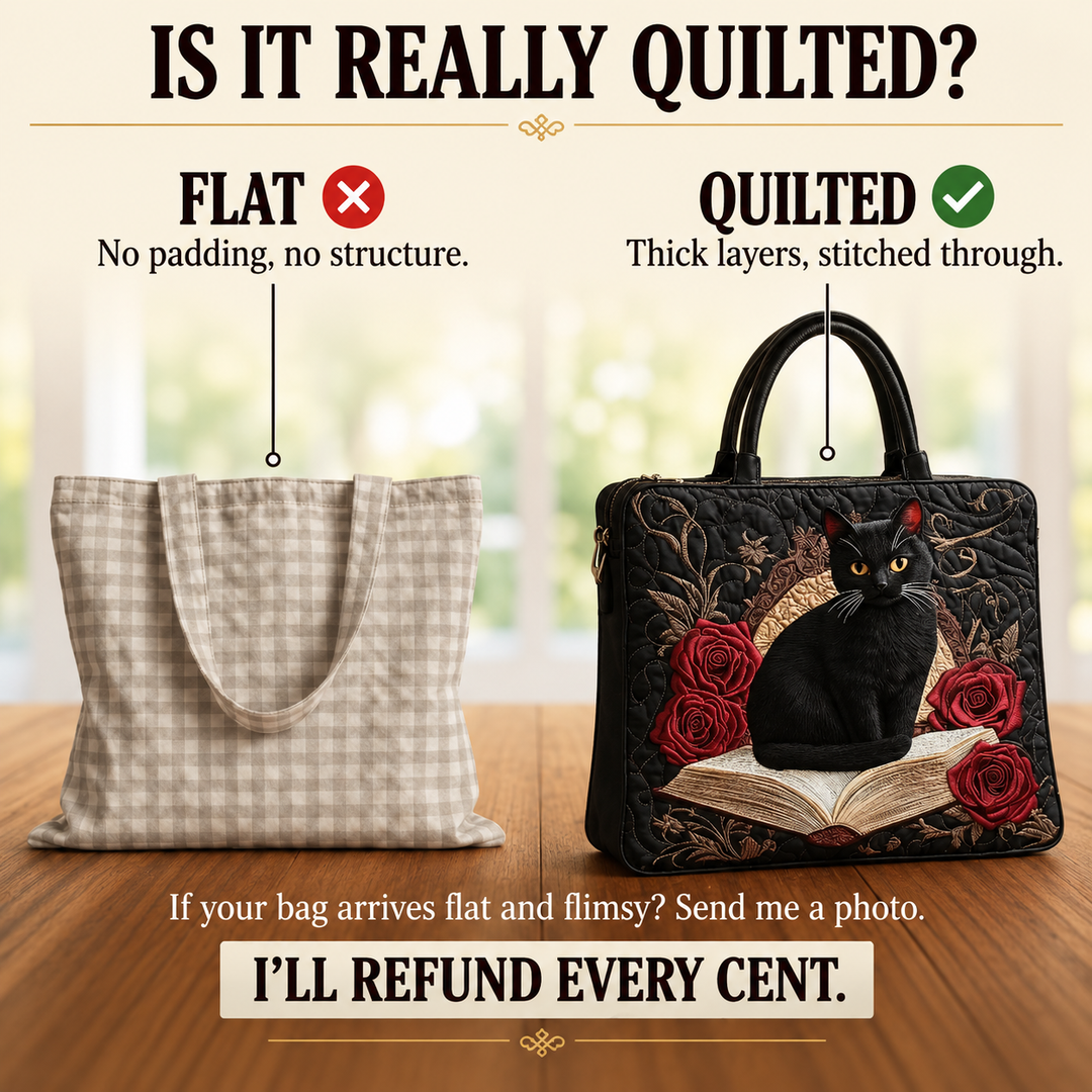 Violet | Quilted Artisan Bag - Black Cat on Books Tote