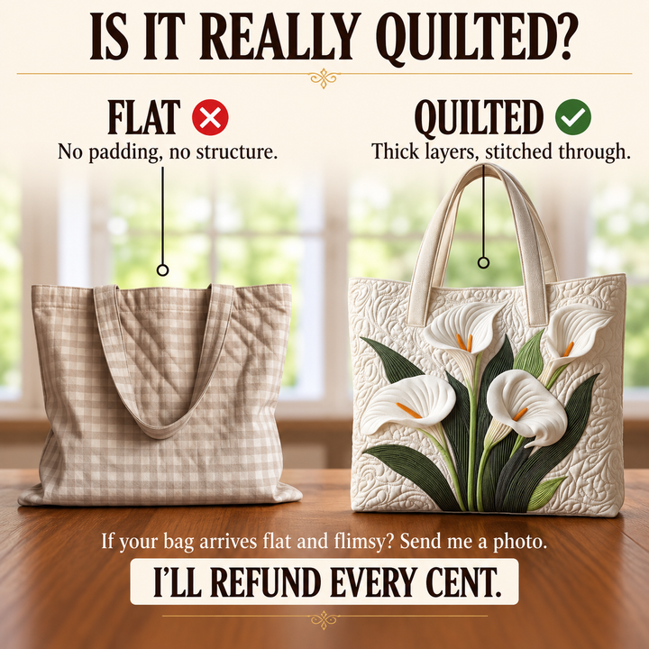 Lavinia | Quilted Artisan Bag - White Lilies Tote