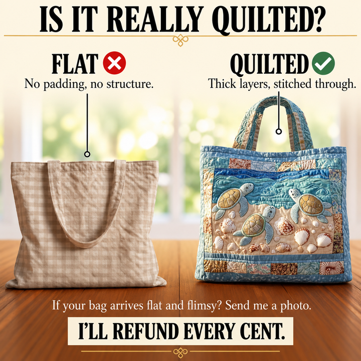 Fiona | Artisanal Quilted Tote - Marine Turtles