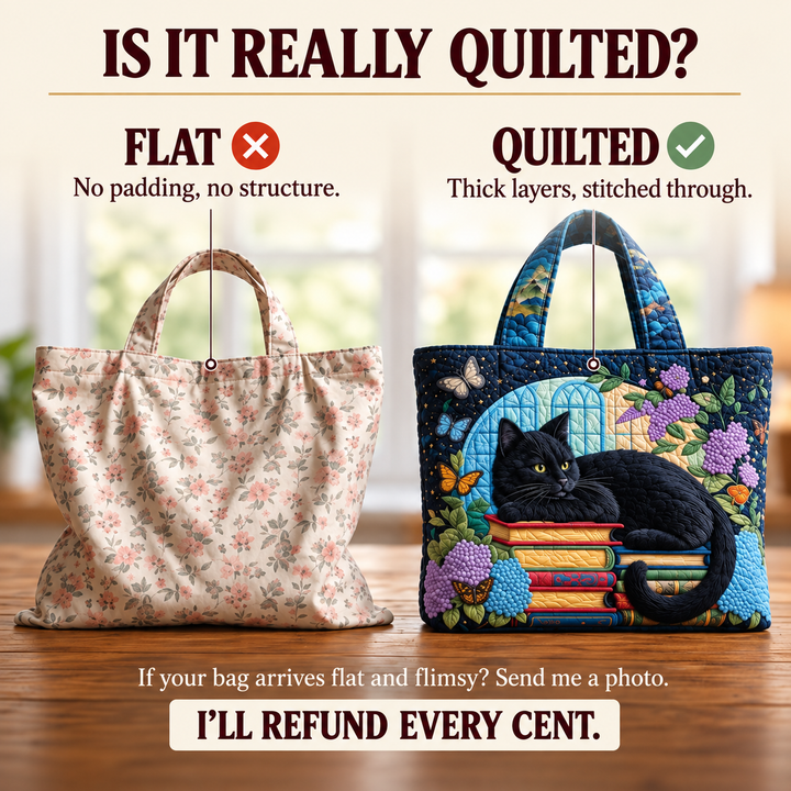 Florence | Artisanal Bag - Black Cat on Books Tote