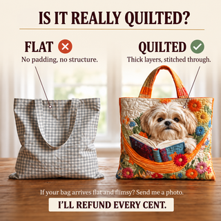 Priscilla | Artisanal Bag - Shih Tzu with Books and Flowers Tote