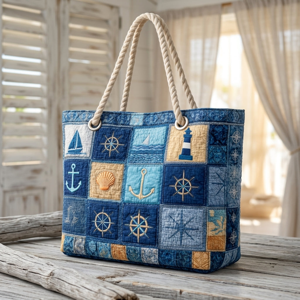 Hazel | Nautical Blue Beach Bag