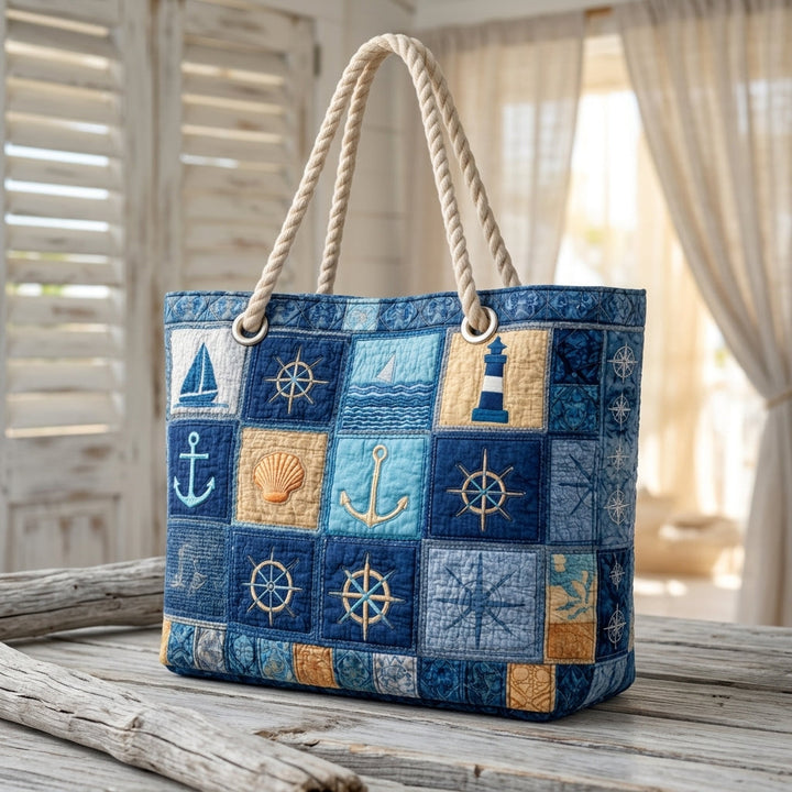 Hazel | Nautical Blue Beach Bag