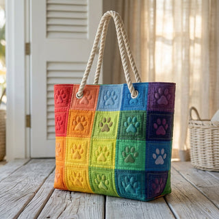 Faye | Paw Print Patch Beach Bag