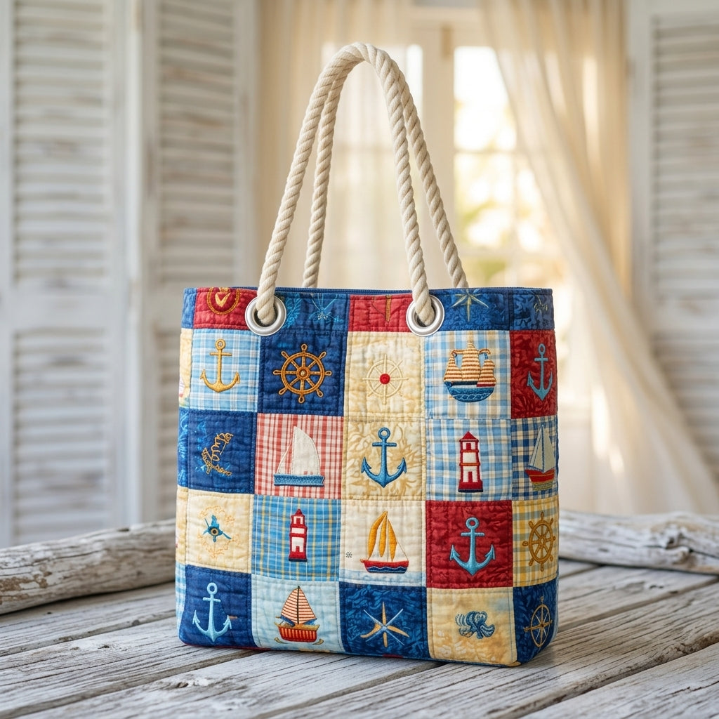 Temperance | Marine Patchwork Beach Bag