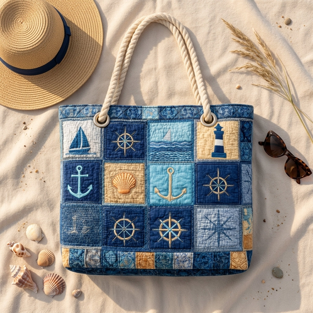 Hazel | Nautical Blue Beach Bag