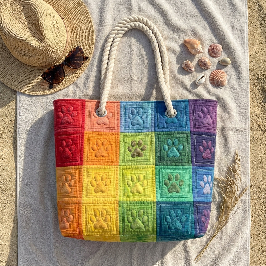 Faye | Paw Print Patch Beach Bag