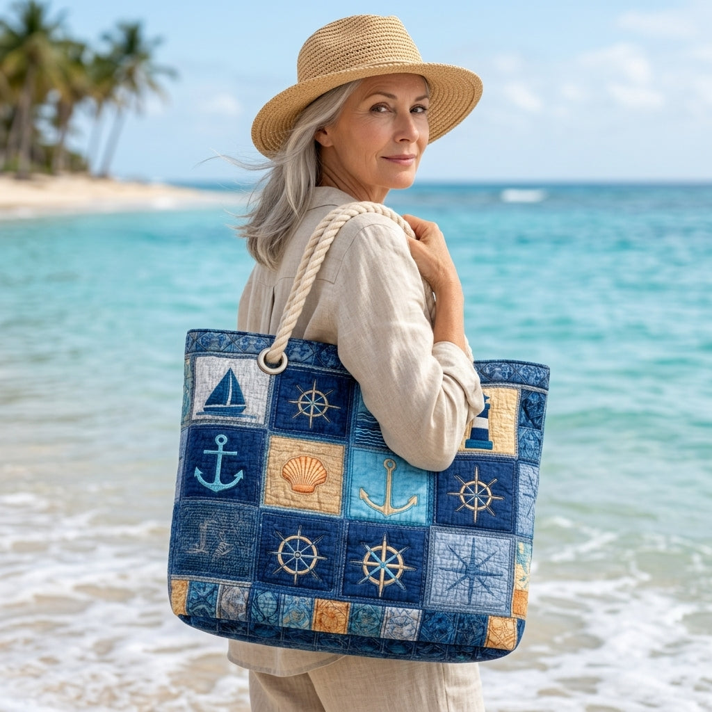 Hazel | Nautical Blue Beach Bag