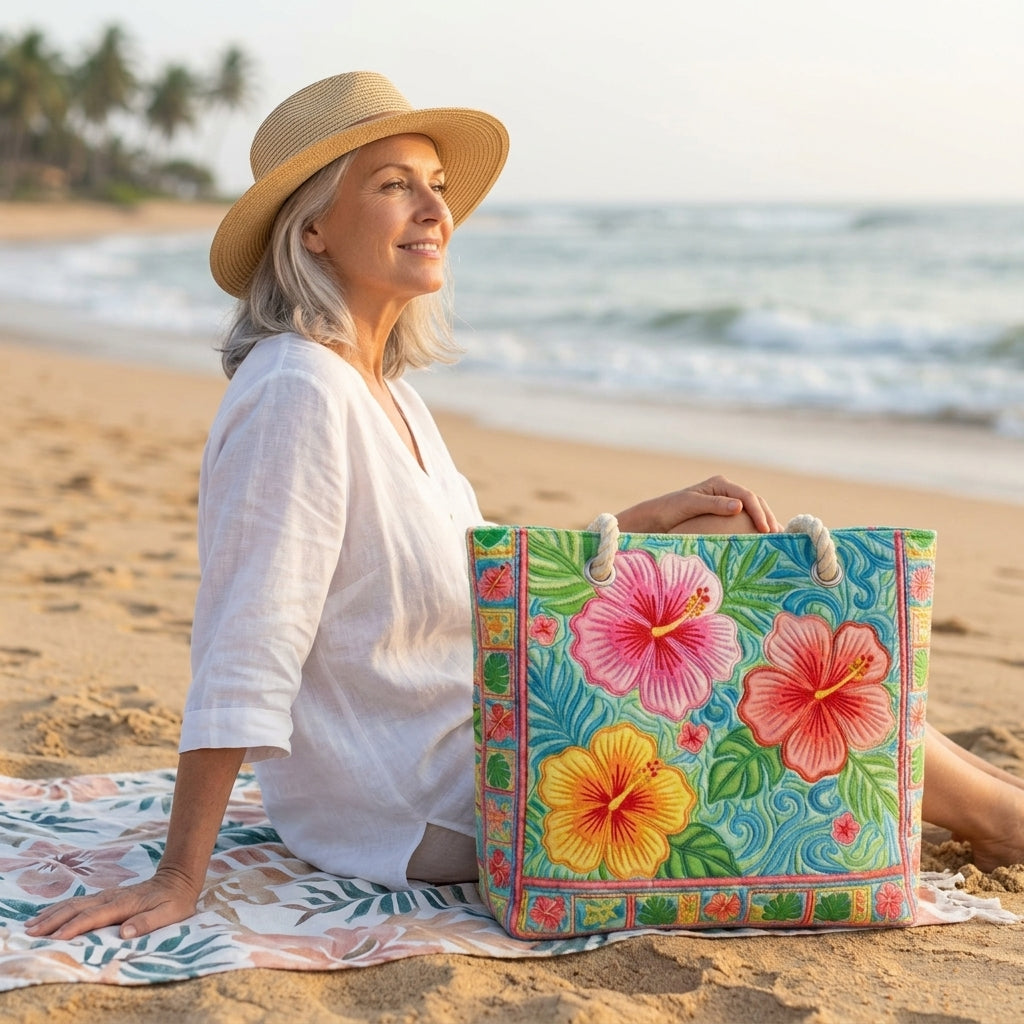 Iris | Tropical Flower Beach Bag