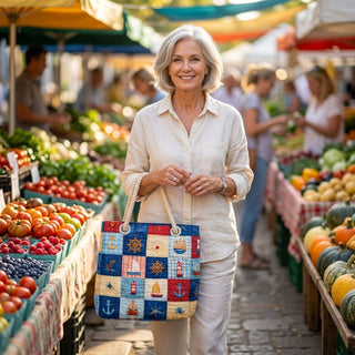 Temperance | Marine Patchwork Beach Bag
