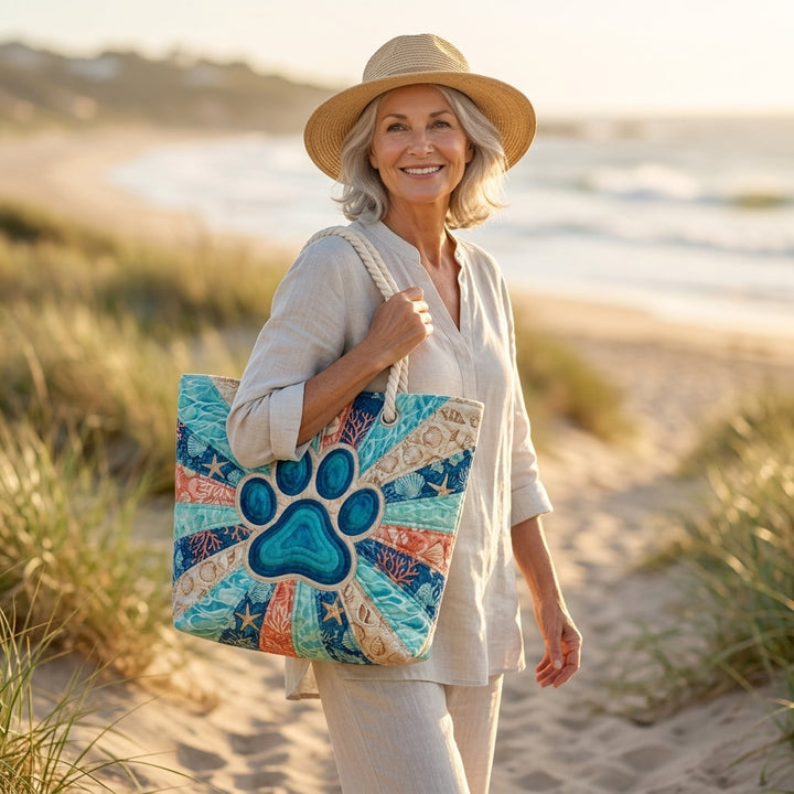Nora | Paw Print Beach Bag