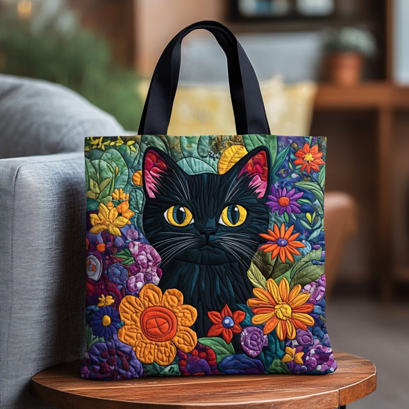 Beatrice | Floral Black Cat Tote