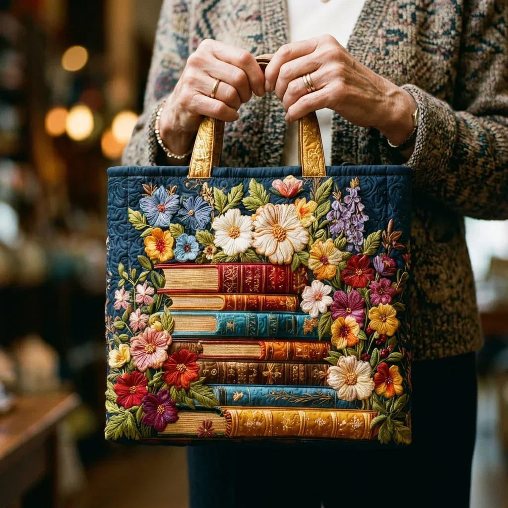 Henrietta | Artisanal Tote - Floral Print and Books