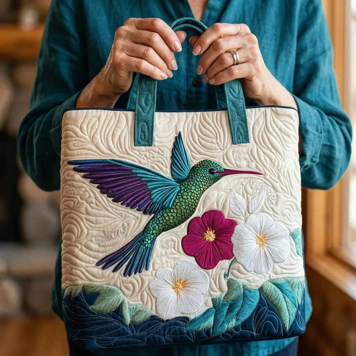 Delphine | Hummingbird and White Flower Tote