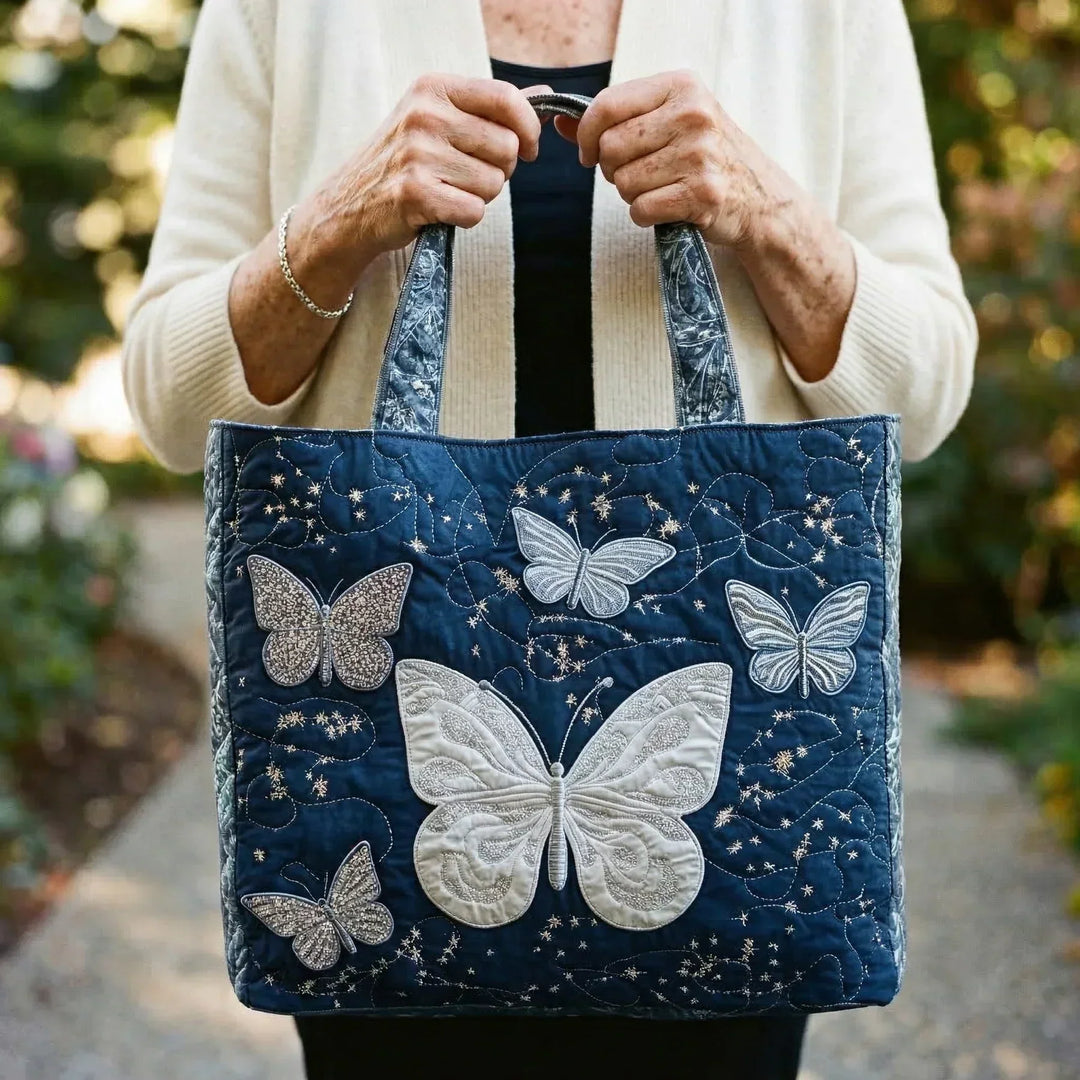 Seraphina | Artisanal Bag - Silver Butterfly Tote