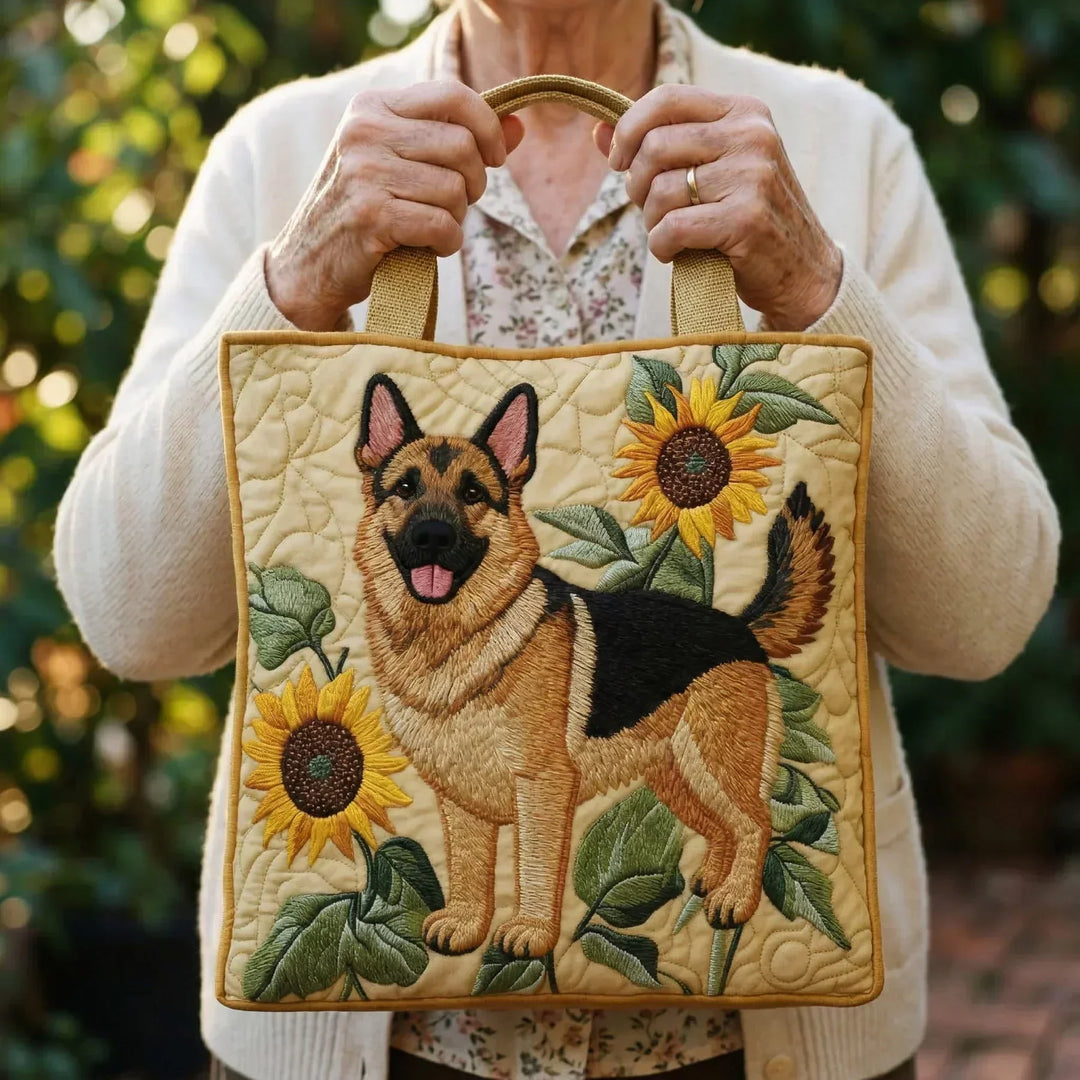 Loretta | Artisanal Bag - German Shepherd Floral Tote